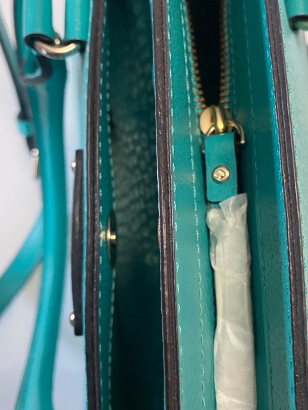 Kate Spade Satchel Leather Bag in bright Aquamarine color (NWT) - Picture 10 of 12